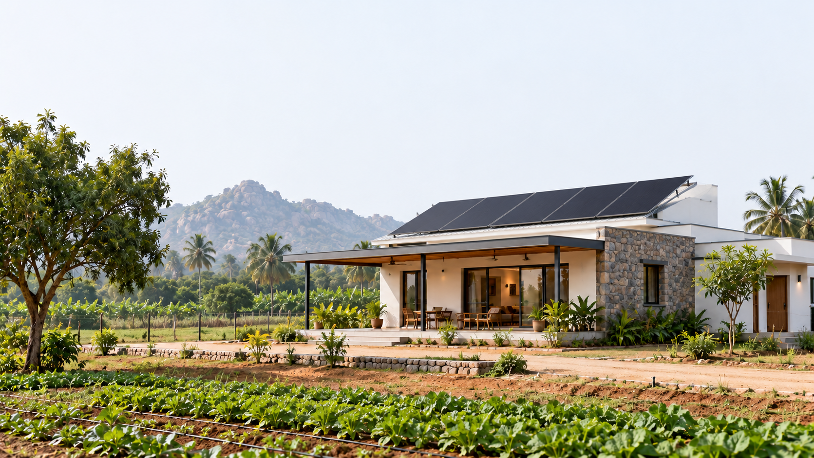 Solar-powered farmhouse with Alloy Charge panels